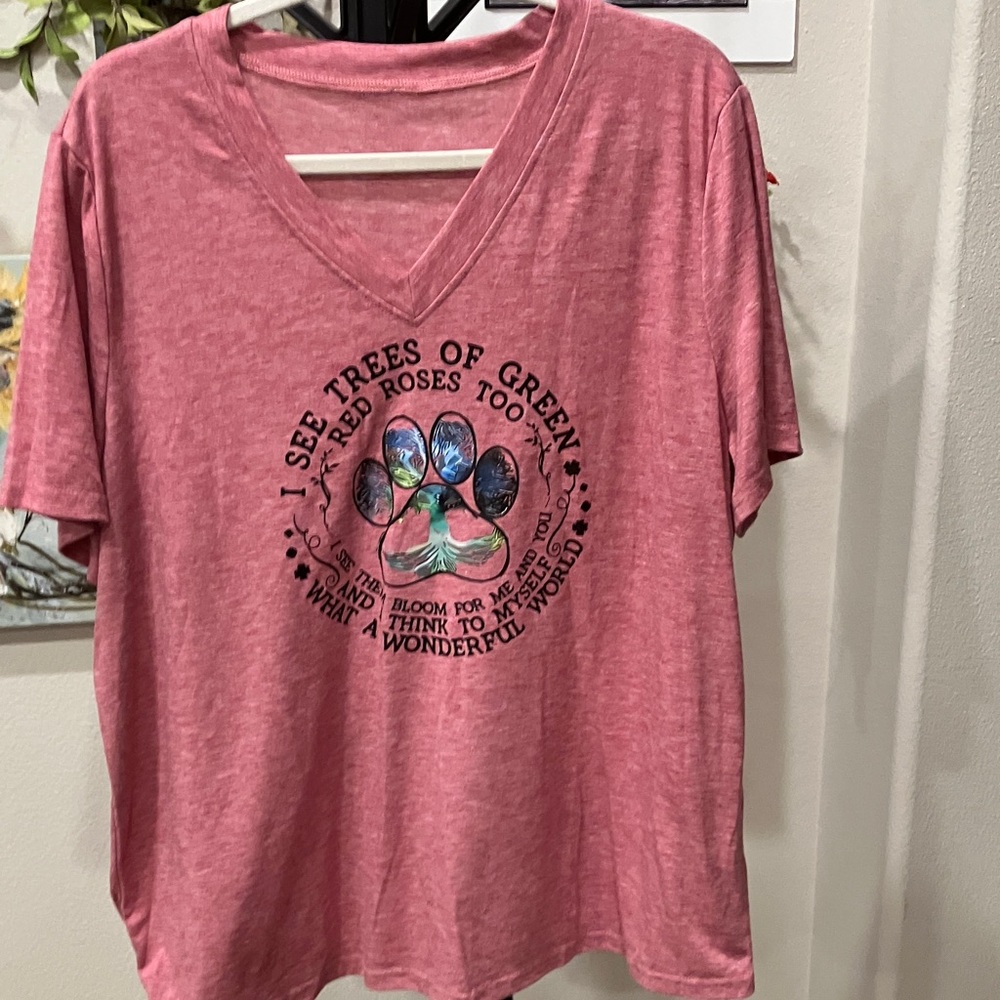 Pink Graphic V-Neck Women's tee